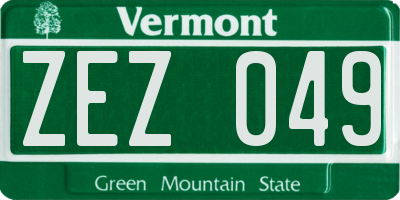 VT license plate ZEZ049