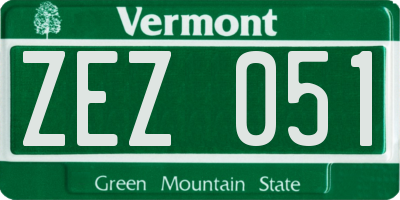 VT license plate ZEZ051