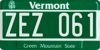 VT license plate ZEZ061