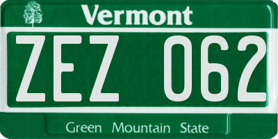 VT license plate ZEZ062