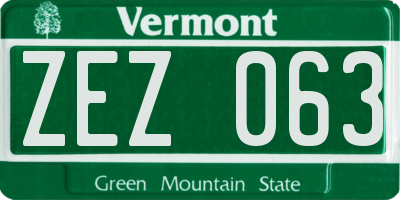 VT license plate ZEZ063