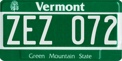 VT license plate ZEZ072