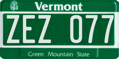VT license plate ZEZ077