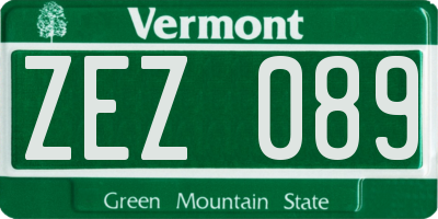 VT license plate ZEZ089