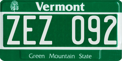 VT license plate ZEZ092