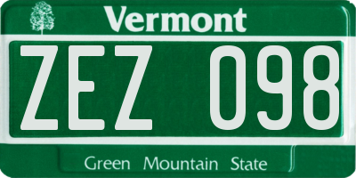 VT license plate ZEZ098