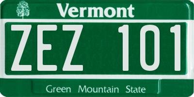 VT license plate ZEZ101