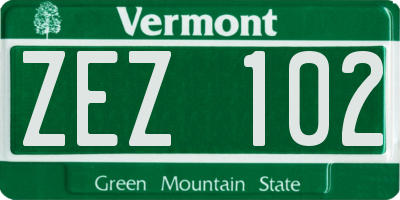 VT license plate ZEZ102
