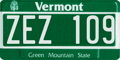 VT license plate ZEZ109