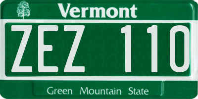 VT license plate ZEZ110