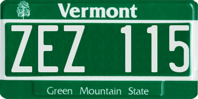 VT license plate ZEZ115