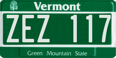 VT license plate ZEZ117