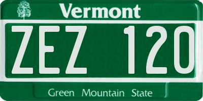 VT license plate ZEZ120