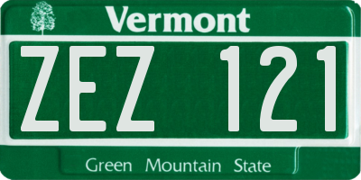 VT license plate ZEZ121