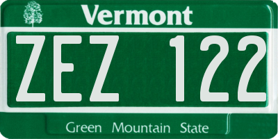 VT license plate ZEZ122