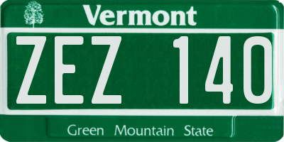 VT license plate ZEZ140