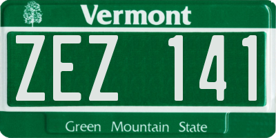 VT license plate ZEZ141