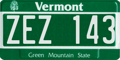 VT license plate ZEZ143