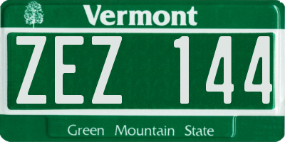 VT license plate ZEZ144