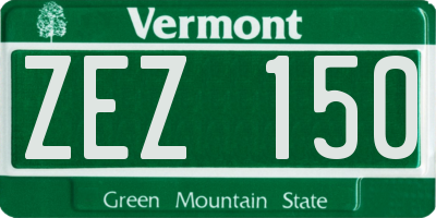 VT license plate ZEZ150