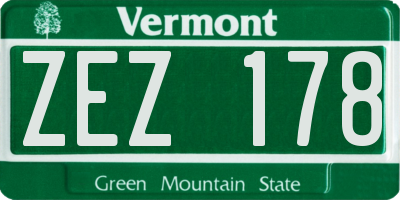 VT license plate ZEZ178