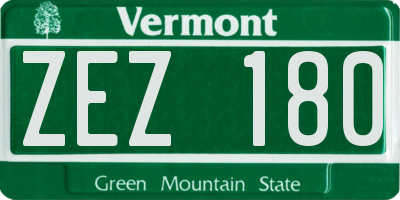 VT license plate ZEZ180