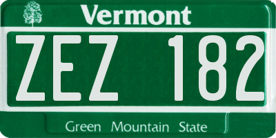 VT license plate ZEZ182