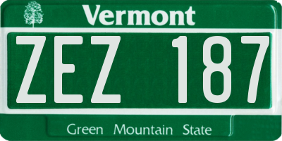 VT license plate ZEZ187