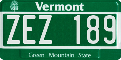 VT license plate ZEZ189