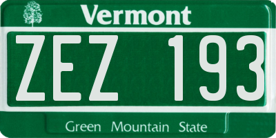 VT license plate ZEZ193