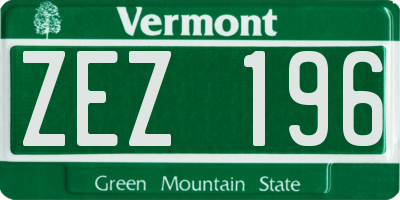 VT license plate ZEZ196