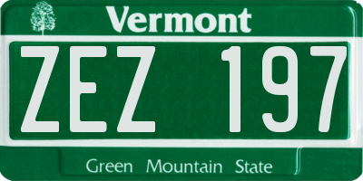 VT license plate ZEZ197