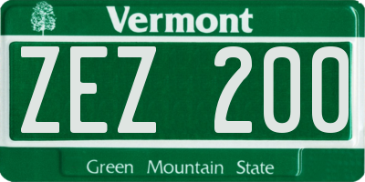 VT license plate ZEZ200