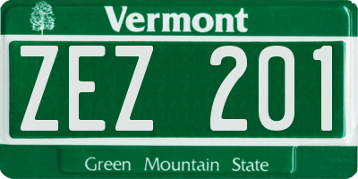 VT license plate ZEZ201