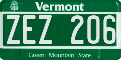 VT license plate ZEZ206