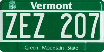 VT license plate ZEZ207