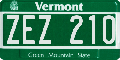 VT license plate ZEZ210