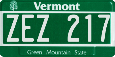 VT license plate ZEZ217