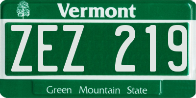 VT license plate ZEZ219