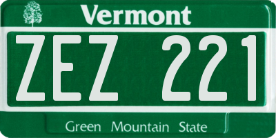 VT license plate ZEZ221