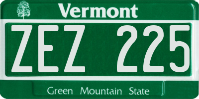 VT license plate ZEZ225