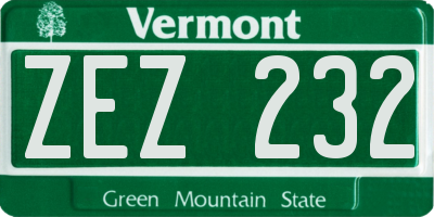 VT license plate ZEZ232