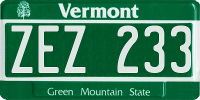 VT license plate ZEZ233