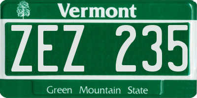 VT license plate ZEZ235