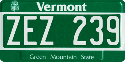 VT license plate ZEZ239