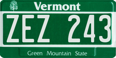 VT license plate ZEZ243