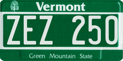 VT license plate ZEZ250
