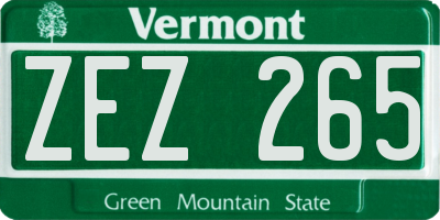 VT license plate ZEZ265