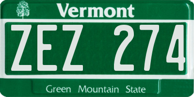 VT license plate ZEZ274