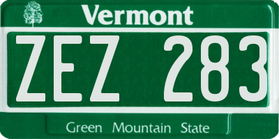 VT license plate ZEZ283